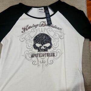 Harley Davidson large cream and black